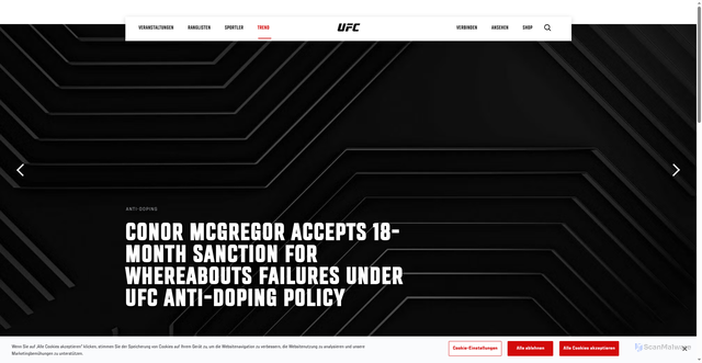 Security scan screenshot of https://www.ufc.com/news/conor-mcgregor-accepts-18-month-sanction-whereabouts-failures-under-ufc-anti-doping-policy