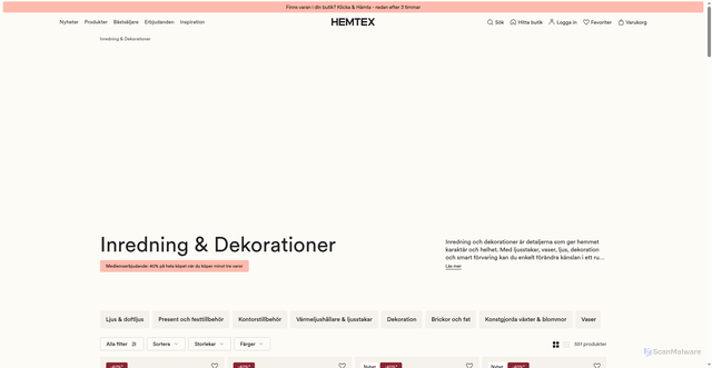 Security scan screenshot of https://www.hemtex.se/inredning--dekorationer?vtid=d6suaLenG06uMa2SADjWYw&utm_source=Voyado&utm_medium=email&utm_campaign=SE_V_E_M_20260903_Thu_V5a&eclub=SuXktWp9Mau3kIFwS1cd58kPIMgv7C0XJFreLfH4fWdwWwzLz_bTPSYTUNHwUBG25wtPDSnRMc8KsxzniKg5Tbe1GcWbmNsi6hByCXSg2mUgiPWfqIbCeblwVhNnT9EY6r6llgRiQNFlnaZpa0c87IRKfsMPtMM37OqYRYIALr7FUQOshZN_XpIDnZPuuqW3jg8qRmS2Gq3AjgKMnqdDCQ