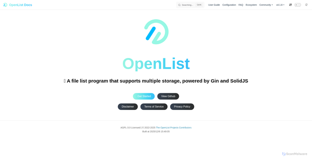 Security scan screenshot of https://openlist-doc-ho44hkrx12.edgeone.app/