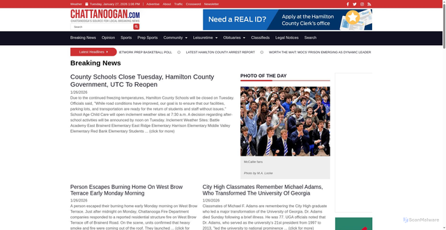 Security scan screenshot of https://chattanoogan.com