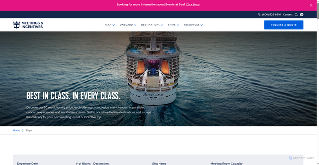 Security scan screenshot of https://www.royalcaribbeanincentives.com/ships/