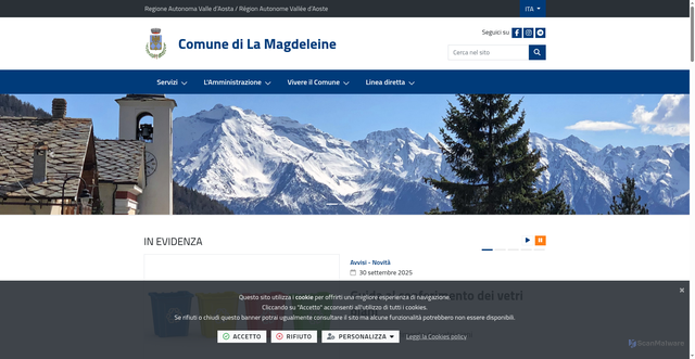 Security scan screenshot of https://www.comune.la-magdeleine.ao.it/it-it/home