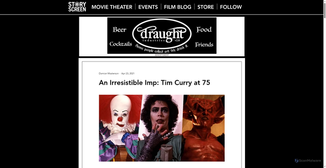 Security scan screenshot of https://www.storyscreenpresents.com/post/an-irresistible-imp-tim-curry-at-75
