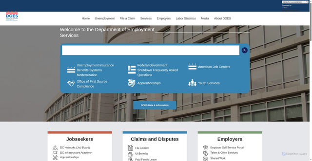Security scan screenshot of https://does.dc.gov/