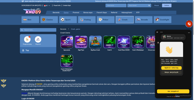 Security scan screenshot of https://kno89eight.com/games/crash_game