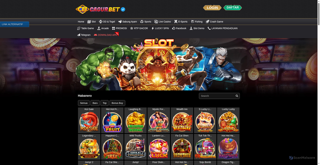 Security scan screenshot of https://cagurbetapk1.xyz/desktop/game/slot/habanero