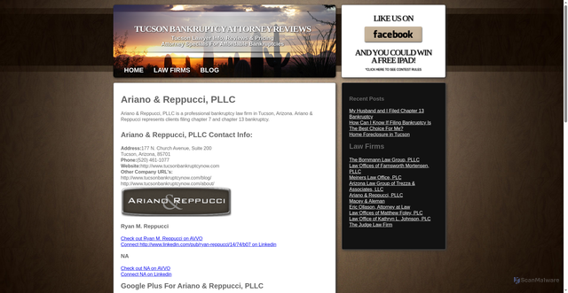 Security scan screenshot of https://tucsonbankruptcylawyers.co/?p=119