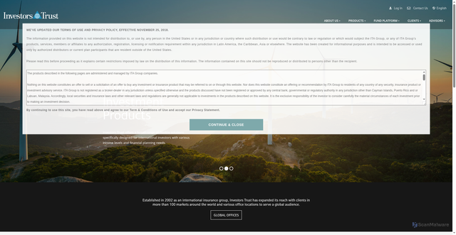 Security scan screenshot of https://investors-trust.com