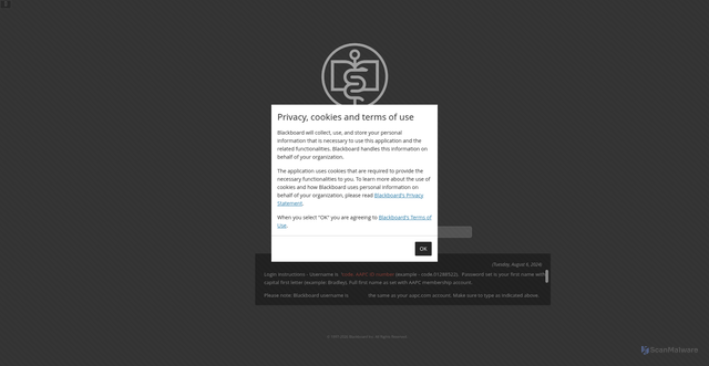 Security scan screenshot of https://aapc.blackboard.com