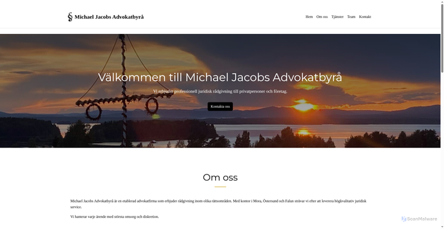 Security scan screenshot of https://advokatjacobs.se