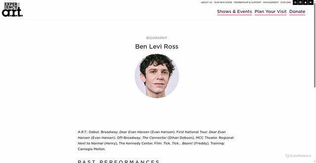 Security scan screenshot of https://americanrepertorytheater.org/bio/ben-levi-ross/
