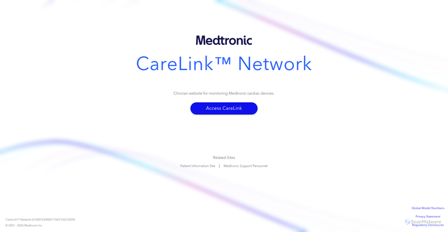 Security scan screenshot of https://clc.medtroniccarelink.net