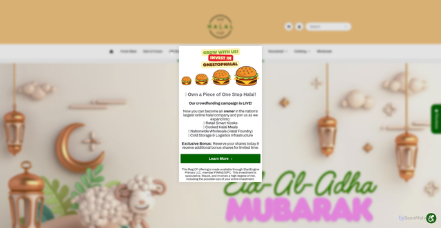 Security scan screenshot of https://onestophalal.com