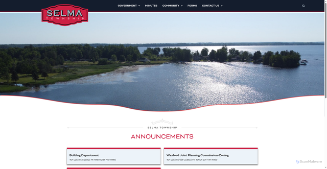 Security scan screenshot of https://selmatownship-mi.gov/