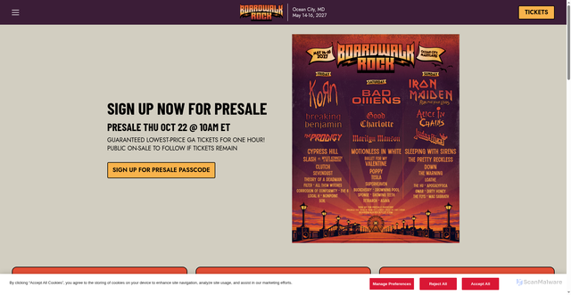 Security scan screenshot of https://www.boardwalkrockfest.com/
