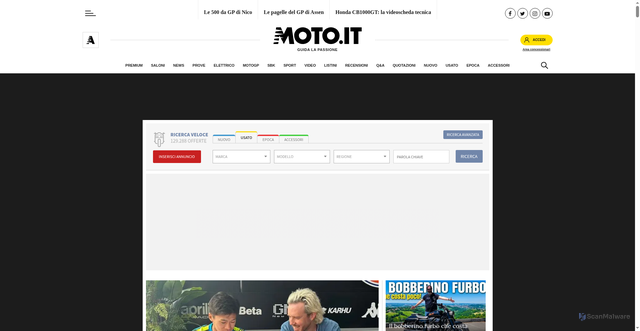 Security scan screenshot of https://www.moto.it