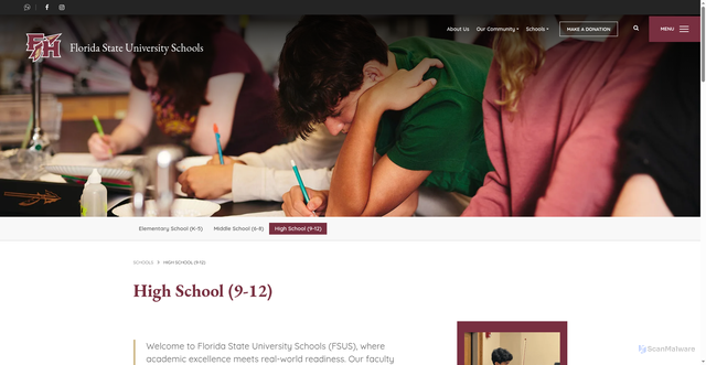 Security scan screenshot of https://www.fsus.school/academics/high