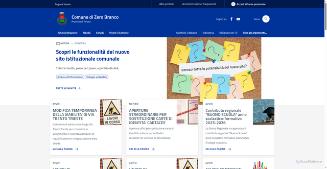 Security scan screenshot of https://www.comunezerobranco.it