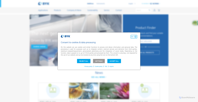 Security scan screenshot of https://byk.com