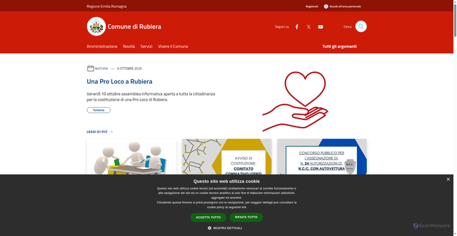 Security scan screenshot of https://www.comune.rubiera.re.it/it