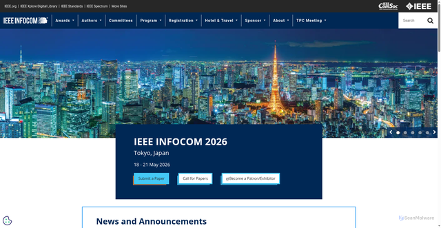 Security scan screenshot of https://infocom2026.ieee-infocom.org/