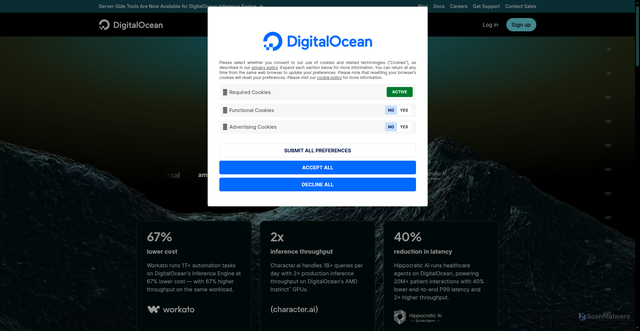 Security scan screenshot of https://www.digitalocean.com