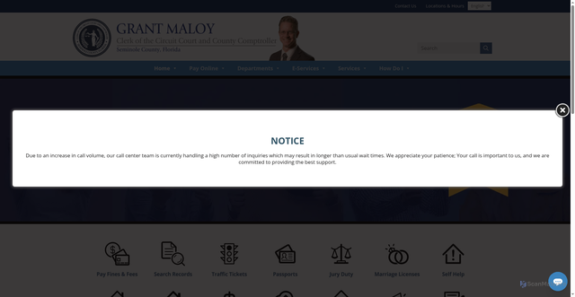 Security scan screenshot of http://www.seminoleclerkfl.gov/