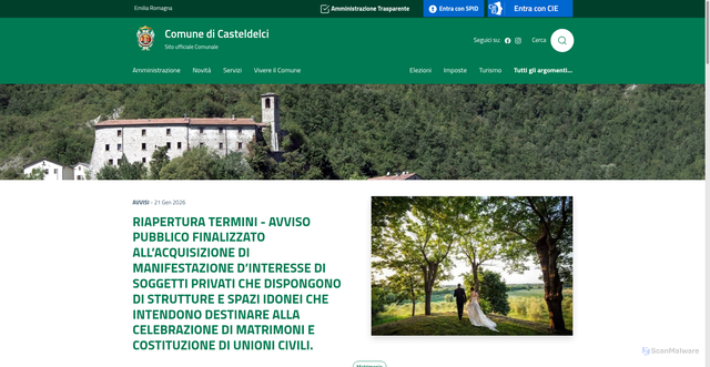 Security scan screenshot of https://www.comune.casteldelci.rn.it/