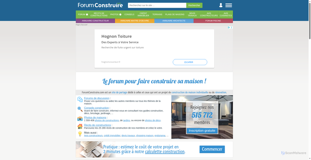 Security scan screenshot of https://forumconstruire.com