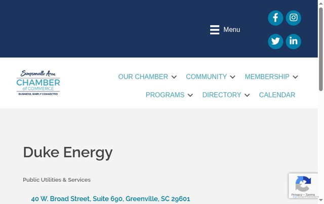 Security scan screenshot of https://members.simpsonvillechamber.com/list/member/duke-energy-1083
