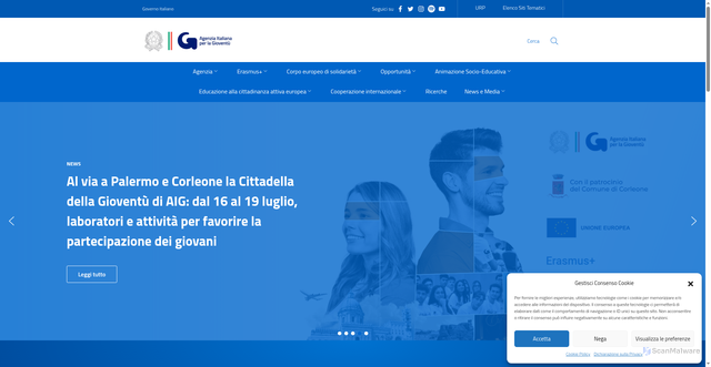 Security scan screenshot of https://agenziagioventu.gov.it/