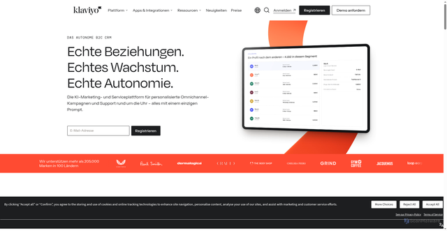 Security scan screenshot of https://www.klaviyo.com/de/?utm_medium=freebie&utm_source=brand&utm_term=Xru3RM