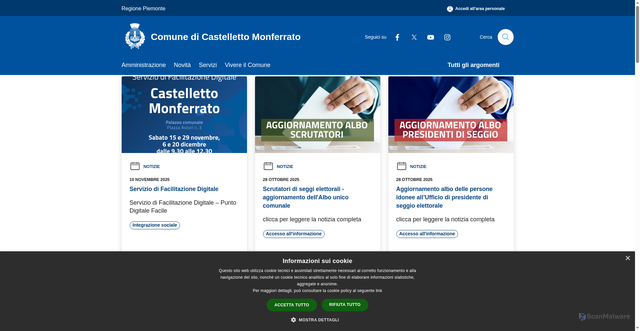 Security scan screenshot of https://www.comune.castellettomonferrato.al.it/it