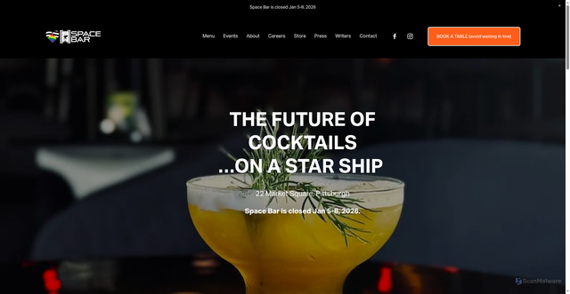 Security scan screenshot of https://www.spacebarpittsburgh.com/