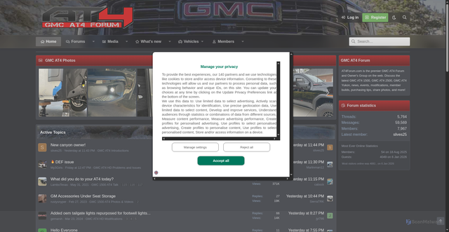 Security scan screenshot of https://www.at4forum.com