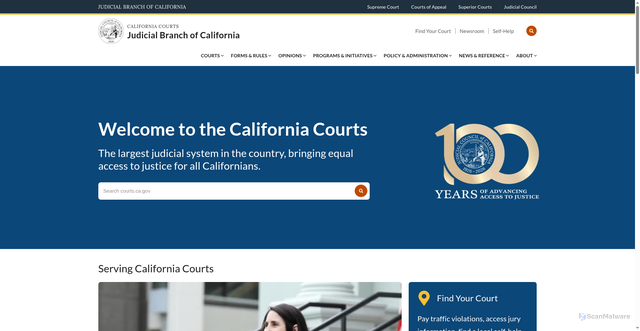 Security scan screenshot of https://courtinfo.ca.gov