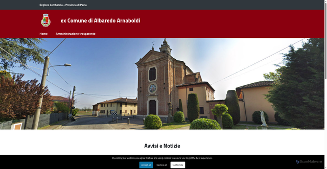 Security scan screenshot of https://www.comune.albaredoarnaboldi.pv.it/