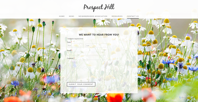 Security scan screenshot of https://www.prospecthillneighborhood.org/contact-us.html