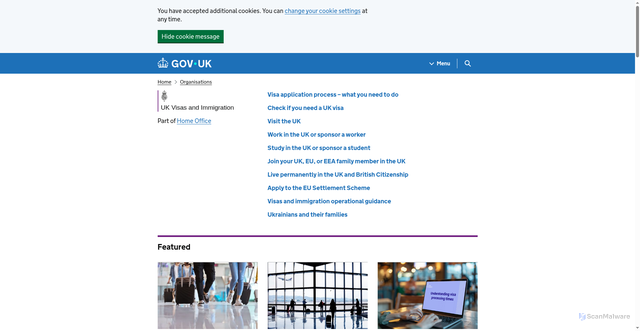 Security scan screenshot of https://www.gov.uk/government/organisations/uk-visas-and-immigration