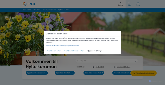 Security scan screenshot of http://www.hylte.se