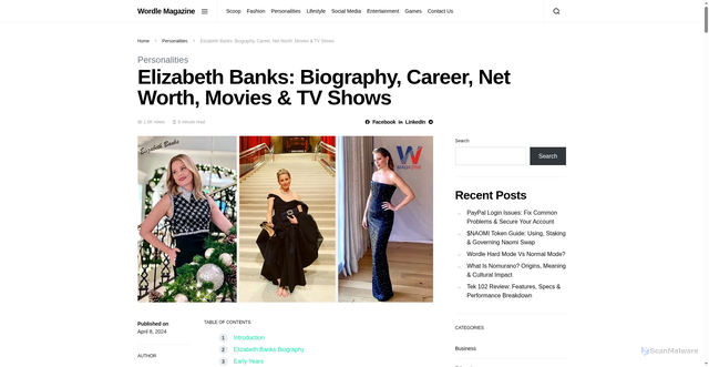 Security scan screenshot of https://wordlemagazine.com/personalities/elizabeth-banks-biography-career-net-worth-movies-tv-shows/