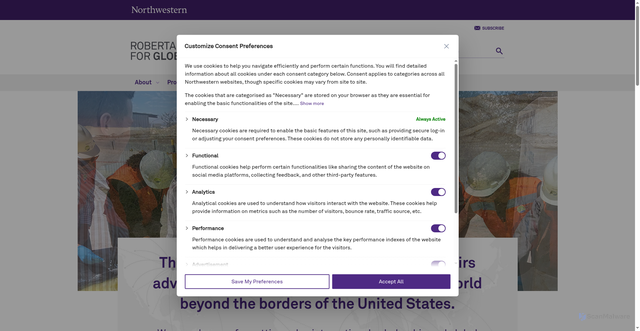 Security scan screenshot of https://buffett.northwestern.edu