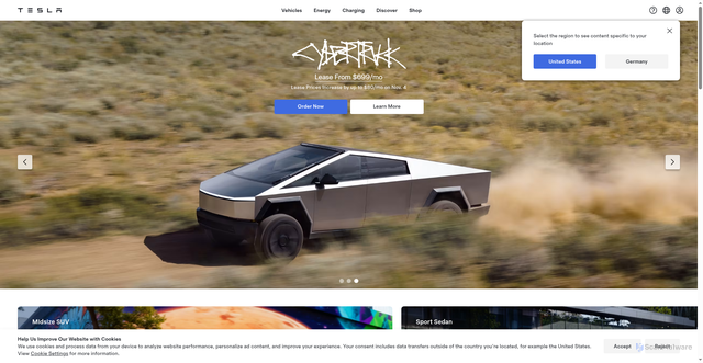 Security scan screenshot of https://www.tesla.com/