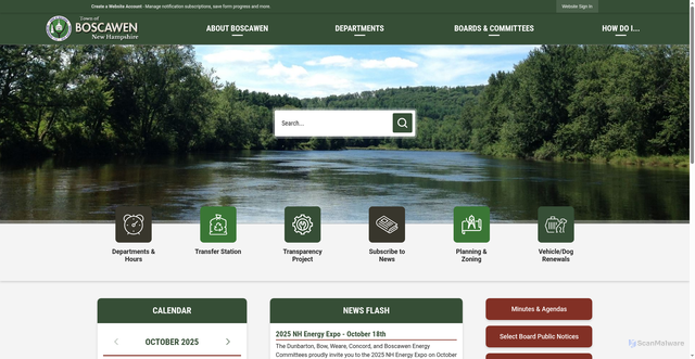 Security scan screenshot of https://boscawennh.gov/