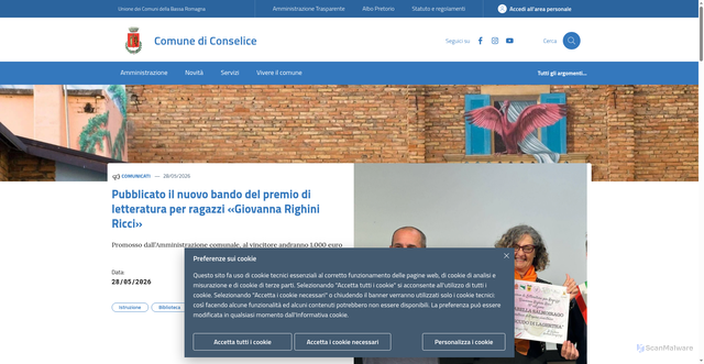 Security scan screenshot of https://www.comune.conselice.ra.it