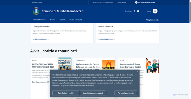 Security scan screenshot of https://www.comune.mirabellaimbaccari.ct.it/