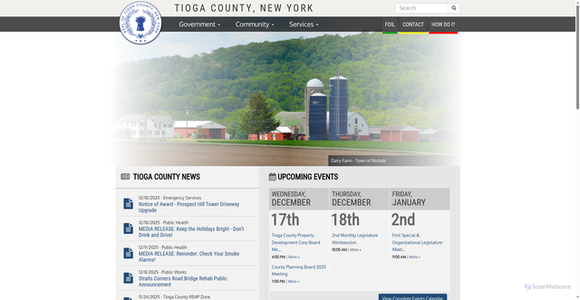 Security scan screenshot of https://tiogacountyny.gov/