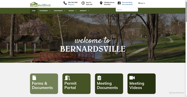Security scan screenshot of https://bernardsville.gov/