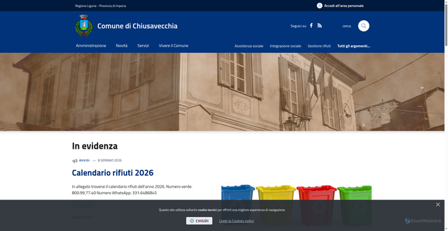 Security scan screenshot of https://www.comune.chiusavecchia.im.it/it-it/home
