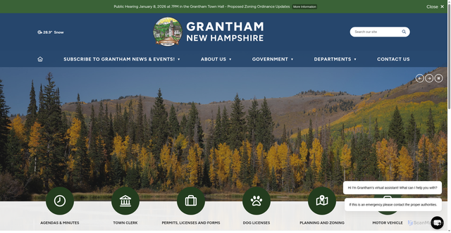 Security scan screenshot of https://granthamnh.gov/